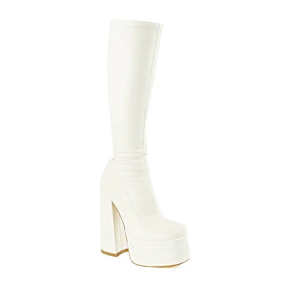 WHITE PLATFORM BOOTS